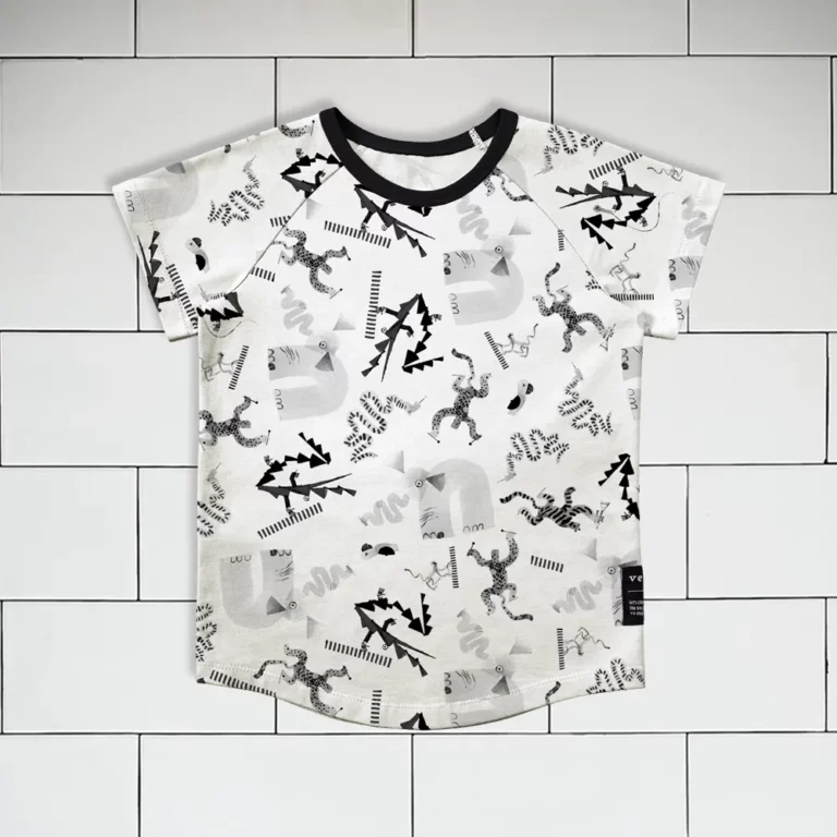 Kids T-shirt Jungle Jam animal pattern colour black and white Vermét view1