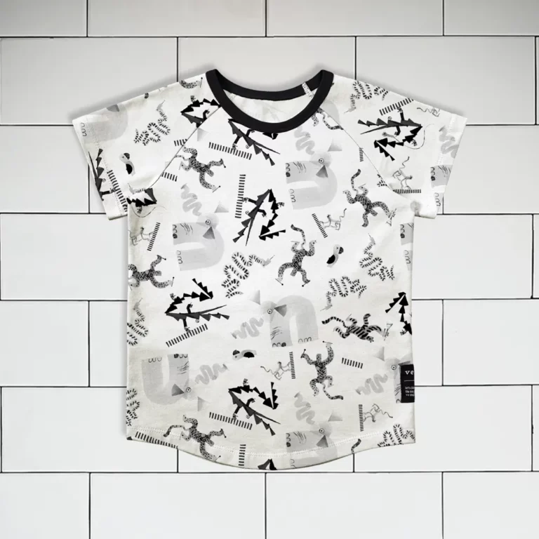 Kids T-shirt Jungle Jam animal pattern colour black and white Vermet view1