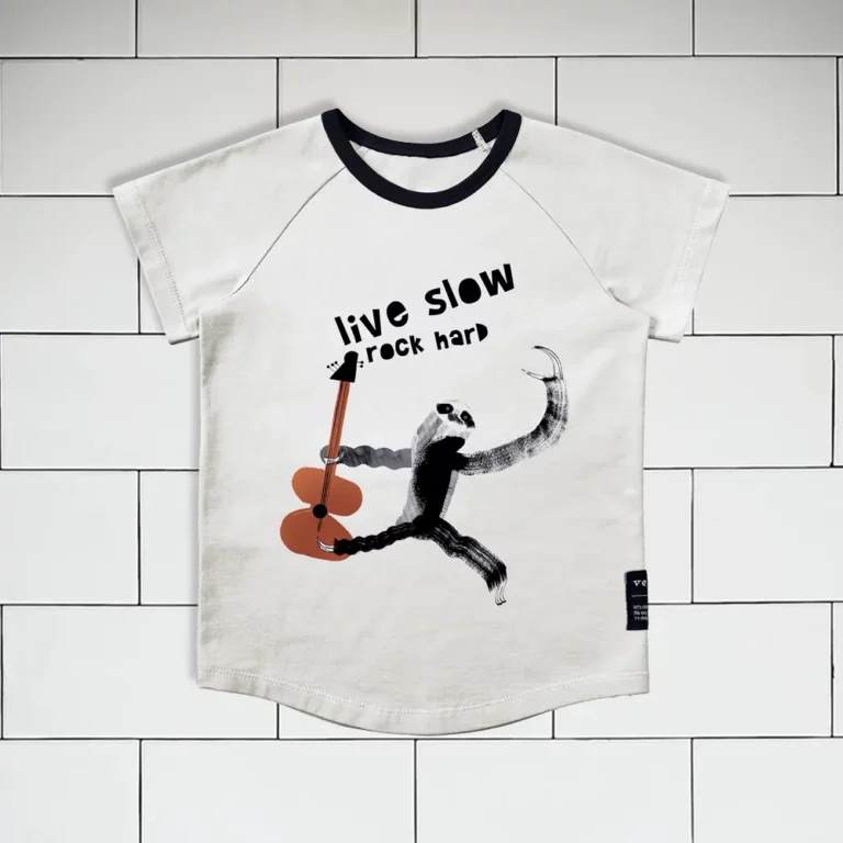 Kids T-shirt Rocking sloth print colour white Vermét view1