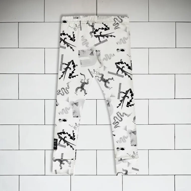 Kids leggings Jungle Jam animal pattern colour black and white Vermét view2