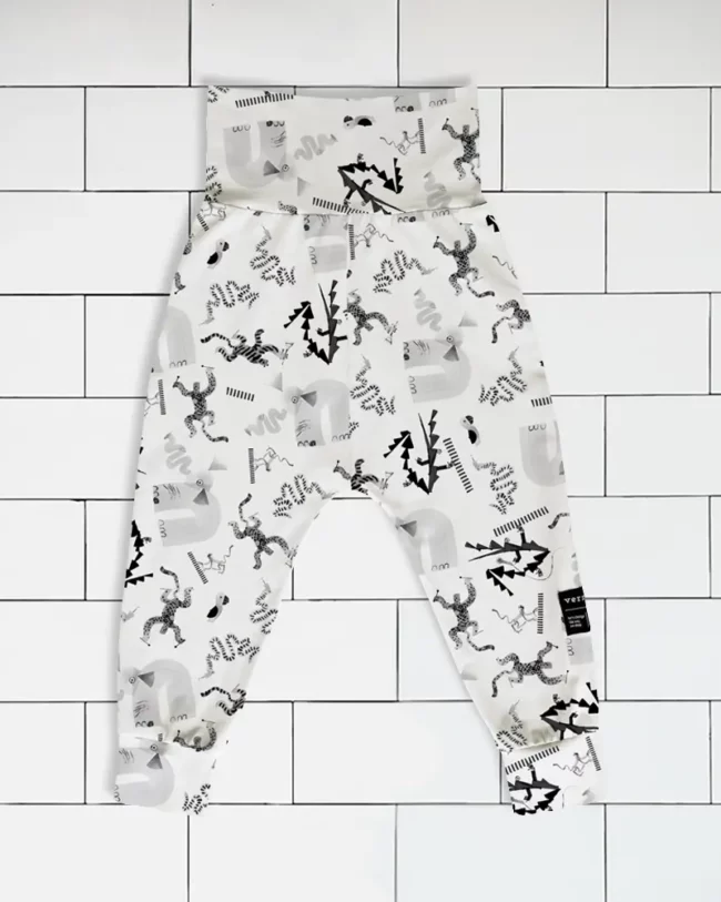 Kids harem pants Jungle Jam animal pattern colour black and white Vermet view1