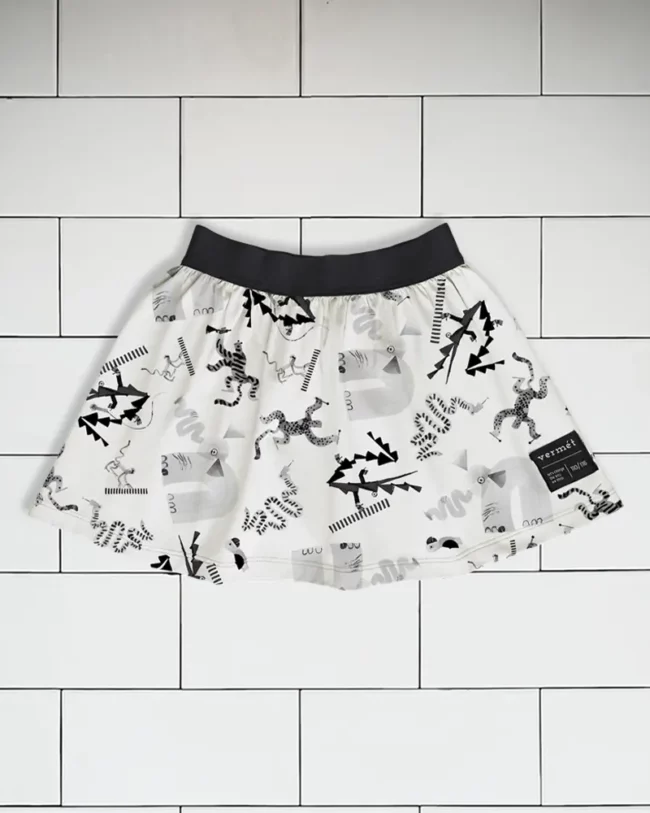 Kids skirt Jungle Jam animal pattern colour black and white Vermet view1