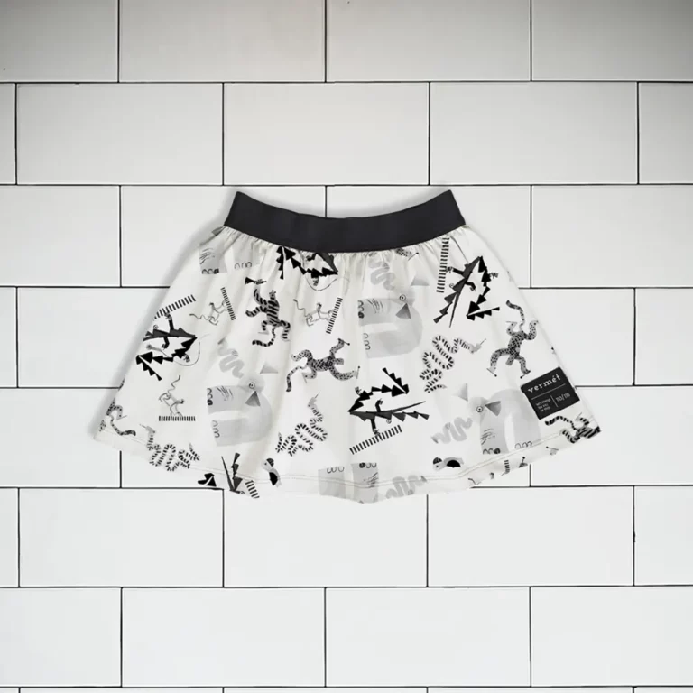 Kids skirt Jungle Jam animal pattern colour black and white Vermét view1