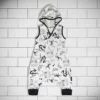 Kids hooded jumpsuit Jungle Jam animal pattern colour black and white Vermét view1