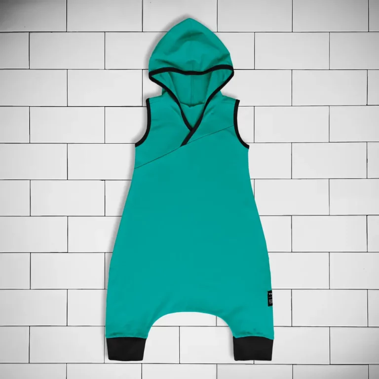 Kids hooded jumpsuit colour turquioise Vermet view1