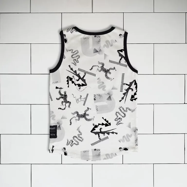 Kids sleeveless top Jungle Jam animal pattern colour black and white Vermét view2